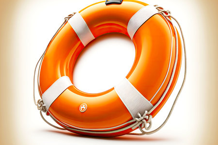 Emergency tool in form of life buoy isolated on whiteの写真素材