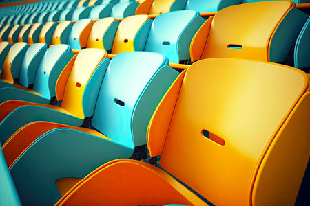 Yellow green seats for fans in empty stadium