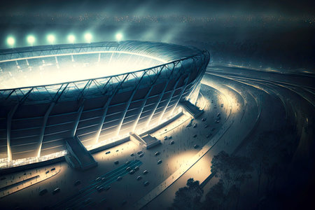 Appearance of modern empty stadium built for competitionsの写真素材