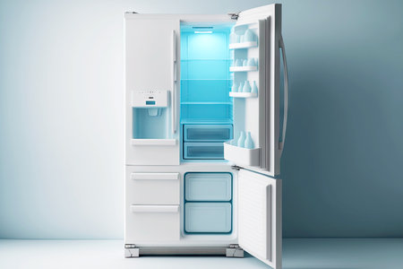 Professional large fridge for storing food in restaurantの写真素材