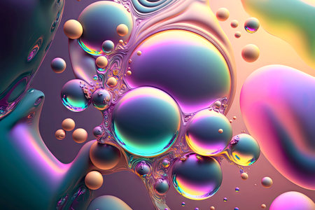Beautiful transparent soap bubbles in image in floating art