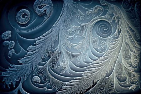 ice light blue twigs of ice on frosty windowの写真素材