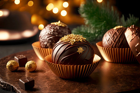 homemade chocolate truffle candy for holiday with cocoa