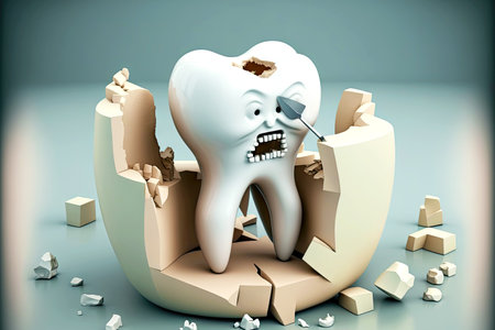 dentist treatment and procedures of sculpturing broken tooth in dental officeの写真素材