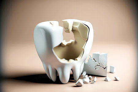 dentist treatment and procedures of sculpturing broken tooth in dental officeの写真素材