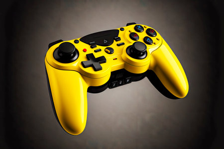 yellow modern gamepad with bright buttons for computer games