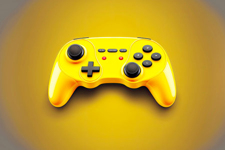 yellow modern gamepad with bright buttons for computer games
