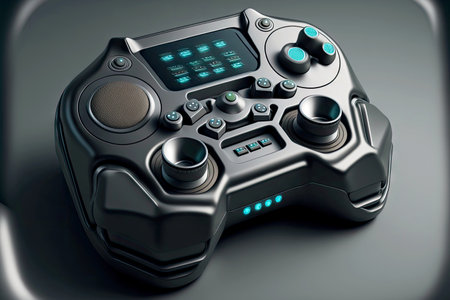 futuristic futuristic design space gamepad with buttons and display