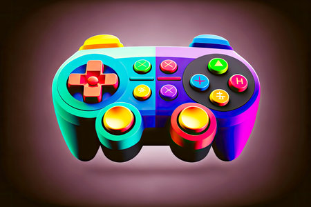 gamepad for games on console with colorful buttons and shapes