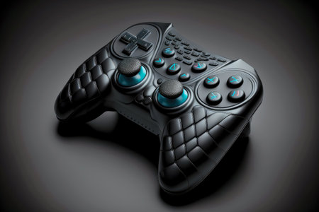 joystick controller for gaming on dark background in form of gamepad
