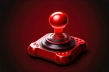 red flashing joystick for games on dark background for gamepadの写真素材