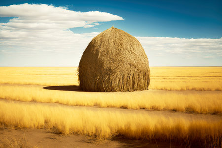 small haystack against background of boundless prairie