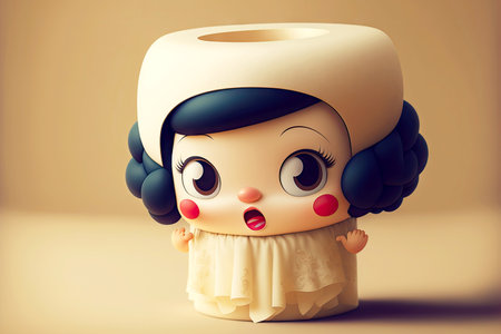 snow-white beige toilet paper cute cartoon characterの写真素材