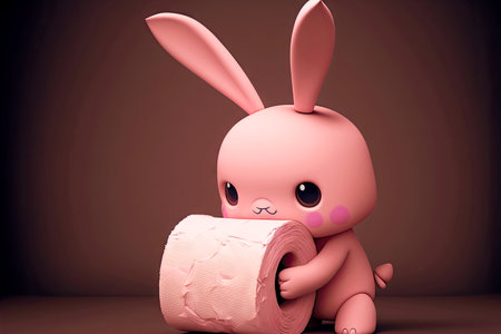 pink bunny for toilet paper cute cartoon character