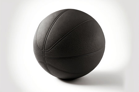 used black leather basketball ball isolated on white backgroundの写真素材