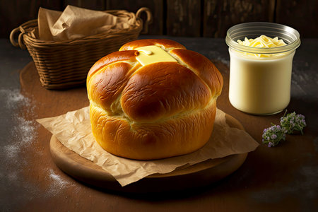 buttery delicious breakfast brioche made of flour and butter