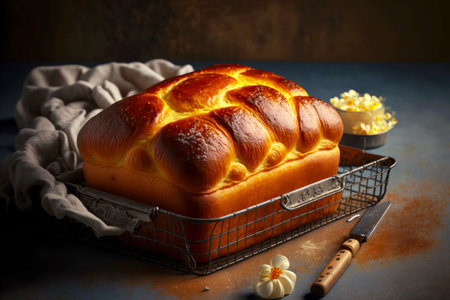homemade brioche on baking sheet for breakfast