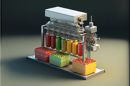 Process of preparing drink in factory on juice production line