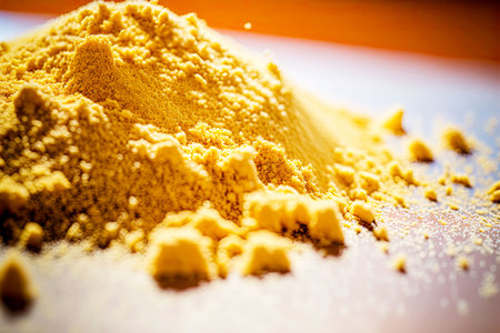 yellow light brown delicious homemade breadcrumbs for breakfastの写真素材