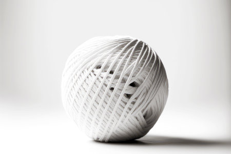 white ball of thread tangled on white background