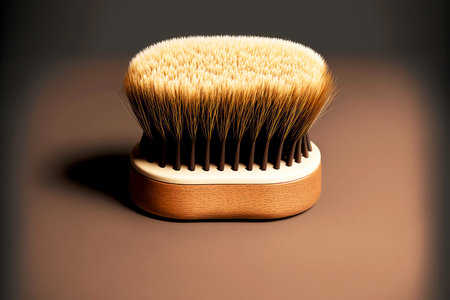 natural bristles beard brush in beige brown background