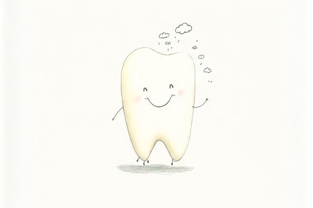 white tooth isolated on white background cute childrens drawing