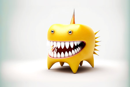 strange animal with cute tooth isolated on white backgroundの写真素材