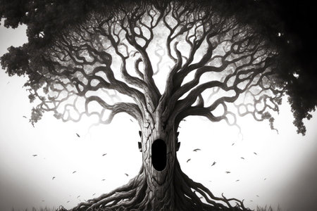 big tree and branches of tree over head