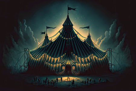 digital illustration of a scary circus at nightの写真素材