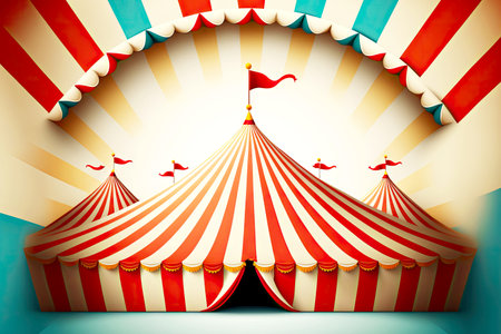 circus horizontal design and festival background with blank e as a big top tent carnivalの写真素材