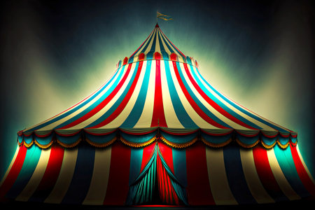 big top festival tent in red blue greenの写真素材