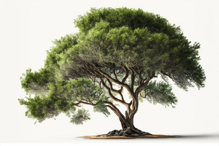 large branching tree of argan on white backgroundの写真素材