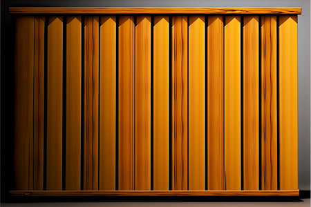 light brown wooden fence made of flat boards with sharp top edgeの写真素材