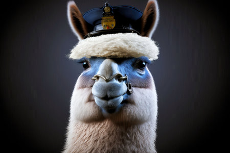 portrait of alpaca as a policeman, generative aiの写真素材