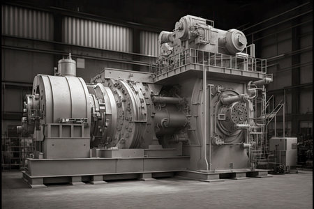 large machine for processing and manufacturing aluminum in industry, generative ai