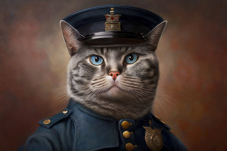 portrait of cat as a policeman, generative aiの写真素材