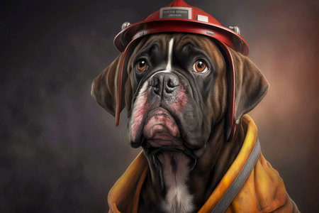 portrait of dog as a firefighter, generative aiの写真素材
