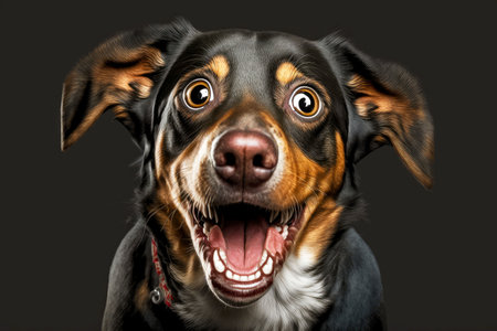 portrait of dog close-up, shouts directly into the camera, generative ai