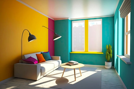 room with bright walls after apartment renovation walls painting, generative aiの写真素材