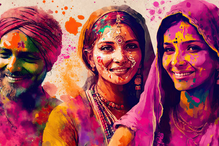 festival of love and friendship in india colorful celebration of holi, created with generative aiの素材