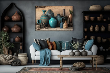home decor shop with variety of styles and colors for customers to choose from, created with generative aiの素材