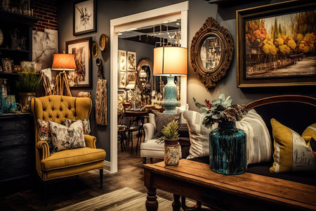 home decor shop, showcasing variety of furnishings and accessories for the home, created with generative aiの素材