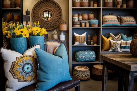 home decor store, filled with beautifully designed and crafted accessories, created with generative aiの素材