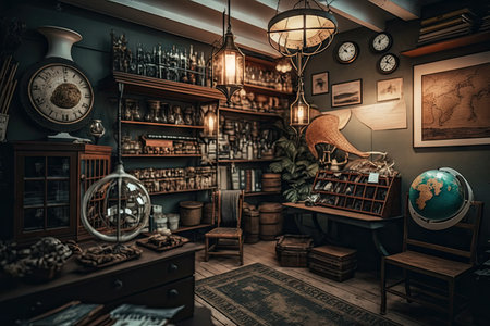 a home decor shop with a variety of unique and unusual pieces for customers to choose from, created with generative aiの素材