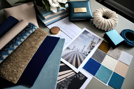 interior designer, choosing fabrics and textures for a room makeover, created with generative aiの素材