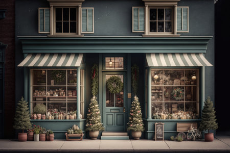 home decor shop with display of festive decorations for the holiday season, created with generative aiの素材