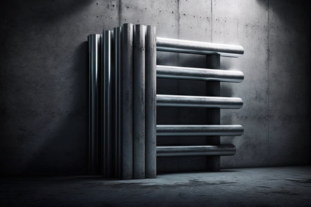 metal pipes on concrete background modern industry 4.0, created with generative aiの素材