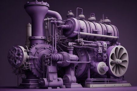 equipment and machines in light purple tones, industrial modern 4.0, created with generative aiの素材