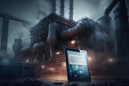 modern industrial production with concept of digital technologies, created with generative aiの素材