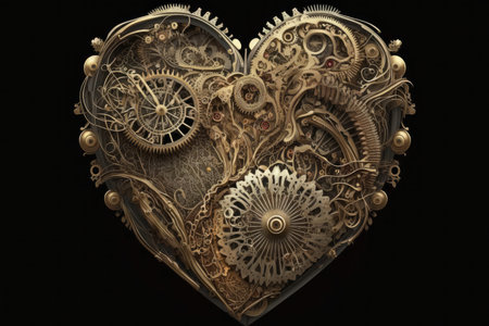 heart made of gears and springs, representing the intricate and delicate nature of the organ, created with generative aiの素材